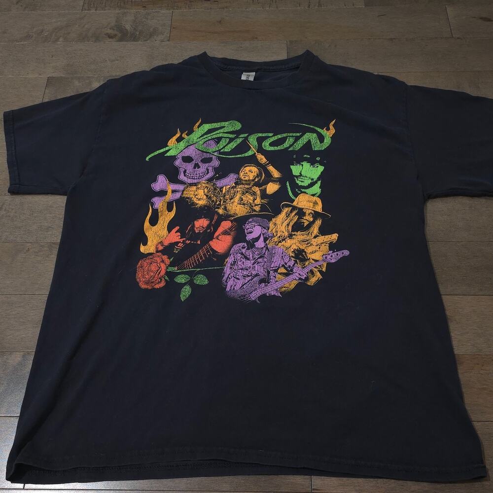 Poison Stadium Tour 2022 T Shirt Black Graphic Band Tee Adult Large - Picture 5 of 9